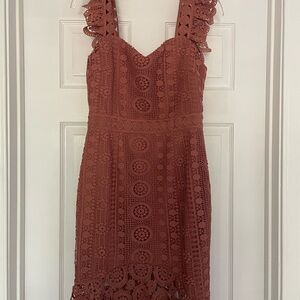 Elegant Lace Dress in Rust